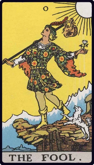 The Fool tarot card - New beginnings, taking a leap of faith, fresh start