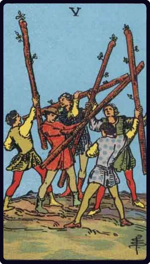 Five of Wands tarot card